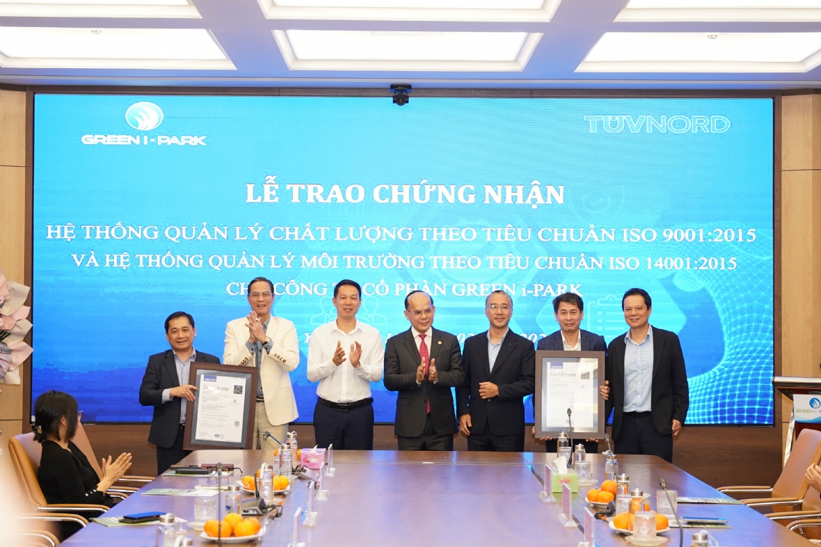 Công ty Cổ phần Green i-Park đạt chứng nhận ISO 9001:2015 và 14001: 2015: Bước tiến trong nâng cao chất lượng dịch vụ