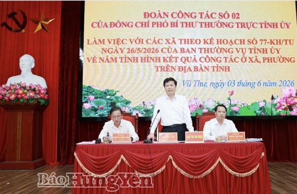 Đoàn công tác số 2 của Ban Thường vụ Tỉnh ủy làm việc với một số xã